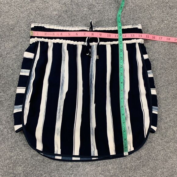 Moods Of Norway Skirt Womens 36 US 4 Navy Curved Hem Striped Drawstring Lined - Picture 5 of 11
